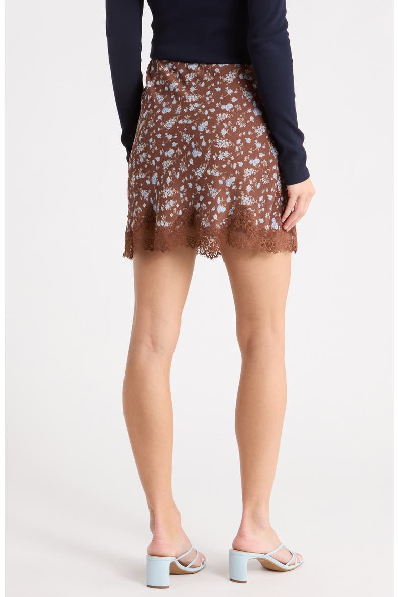 Floral Lace Hem Miniskirt, Alternate, color, BROWN BLUE FLORAL