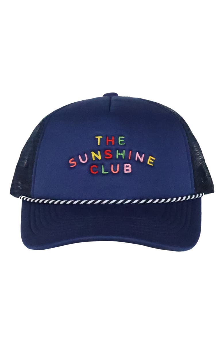 Sunshine Tienda Rainbow Club Trucker Hat, Main, color, Navy