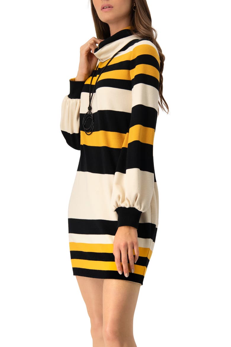 Long Sleeve Color Block Shift Dress, Alternate, color, Striped