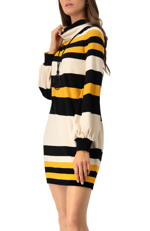Ivonne Long Sleeve Color Block Shift Dress In Multi