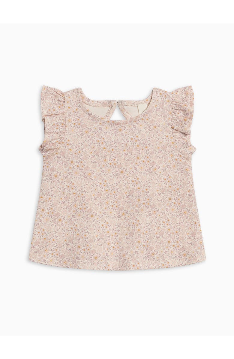 KENDI by Colored Organics Organic Ella Ruffle Sleeve Tank Top, Main, color, Primrose / Fog + Shell