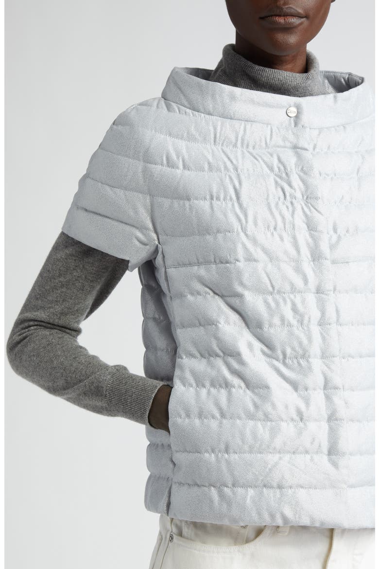 Short Sleeve Down Lamé Cape, Alternate, color, 9409 SILVER GREY