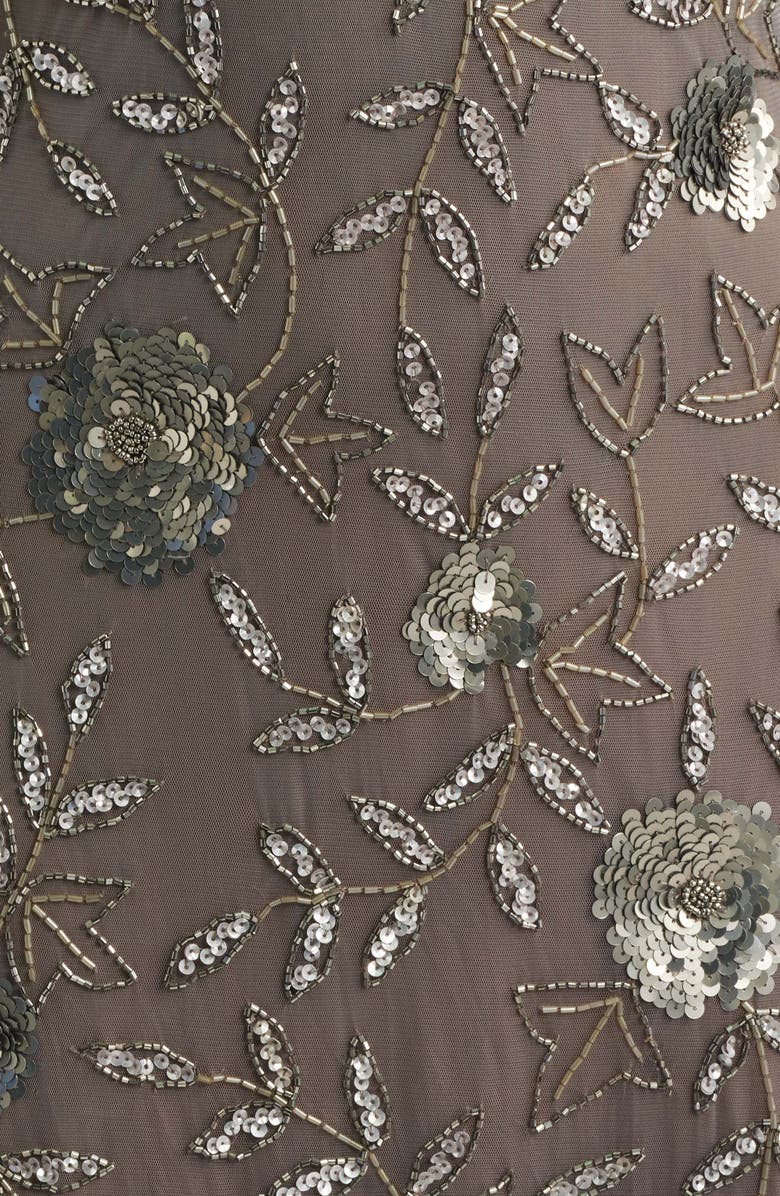 Pisarro Nights Sequin & Bead Gown, Alternate, color, Mocha