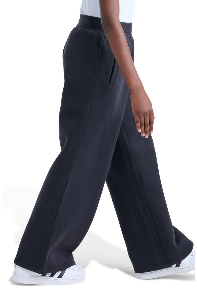 Kids' Essential Wide Leg Fleece Pants, Alternate, color, BLACK