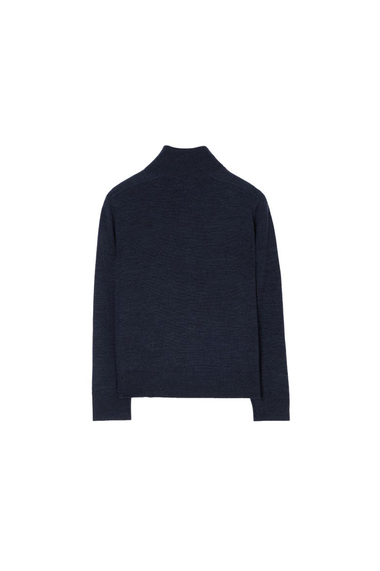 Check Trim Wool Half-zip Sweater, Alternate, color, Dark navy
