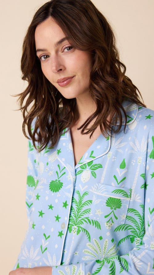 The Cat's Pajamas Pima Knit Pajama Set In Blue