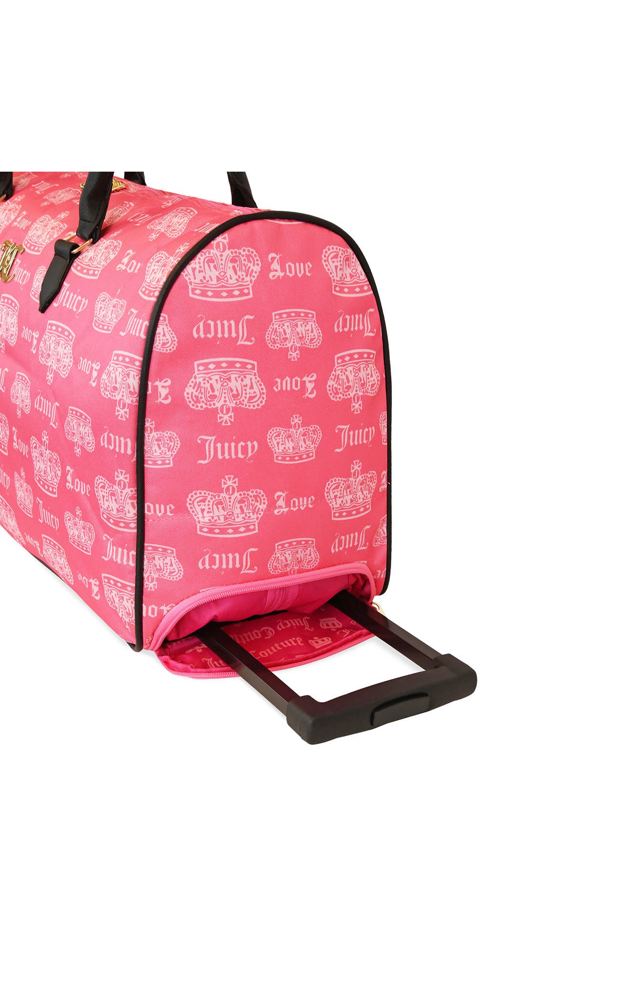 Cherry Rolling Duffle Bag, Alternate, color, PINK LEMONADE/ CROWN