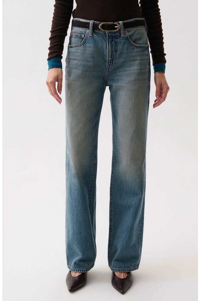 Harlowe High Waist Petite Wide Leg Jeans, Main, color, GREAT FALLS