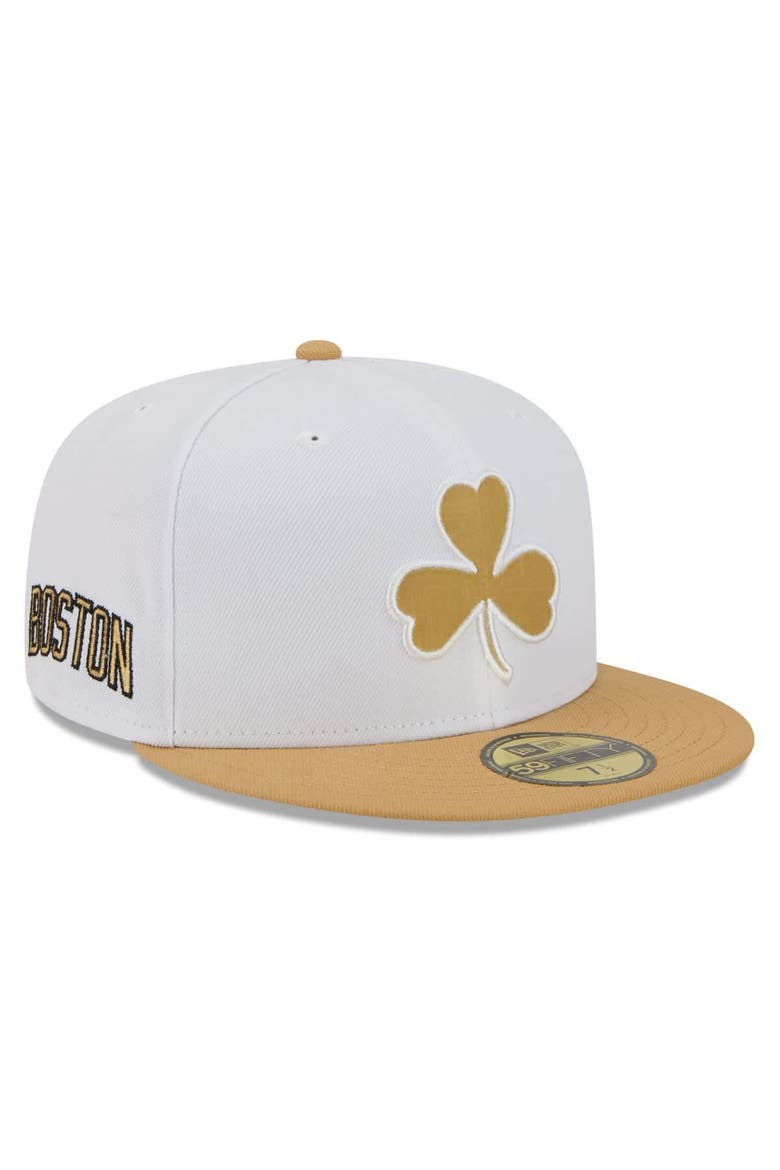 Men's New Era White/Gold Boston Celtics 2025/26 City Edition 59FIFTY Fitted Hat, Main, color, White