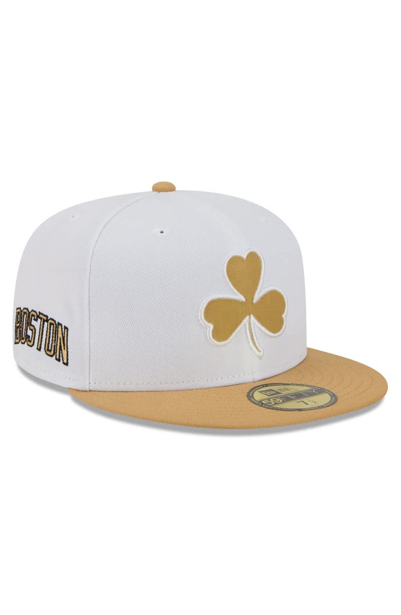 New Era Men
s New Era White/Gold Boston Celtics 2025/26 City Edition 59FIFTY Fitted Hat, Main, color, White