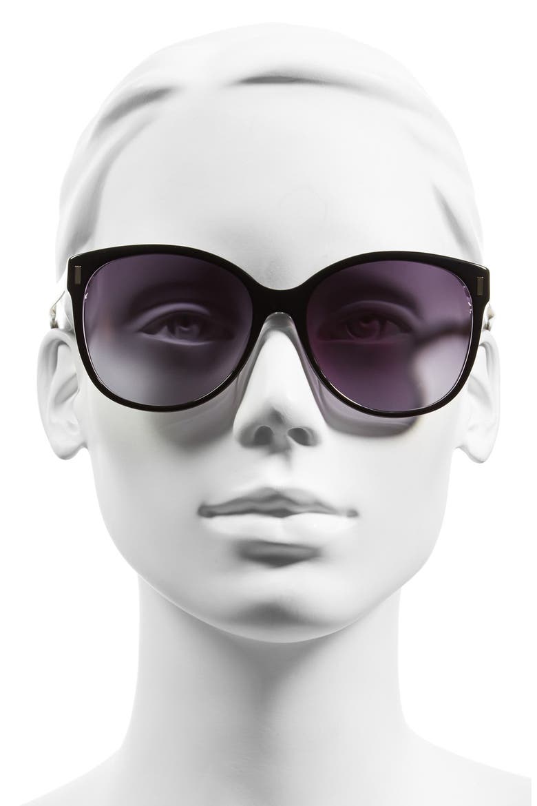56mm Retro Sunglasses, Alternate, color, BLACK/ CRYSTAL BLACK