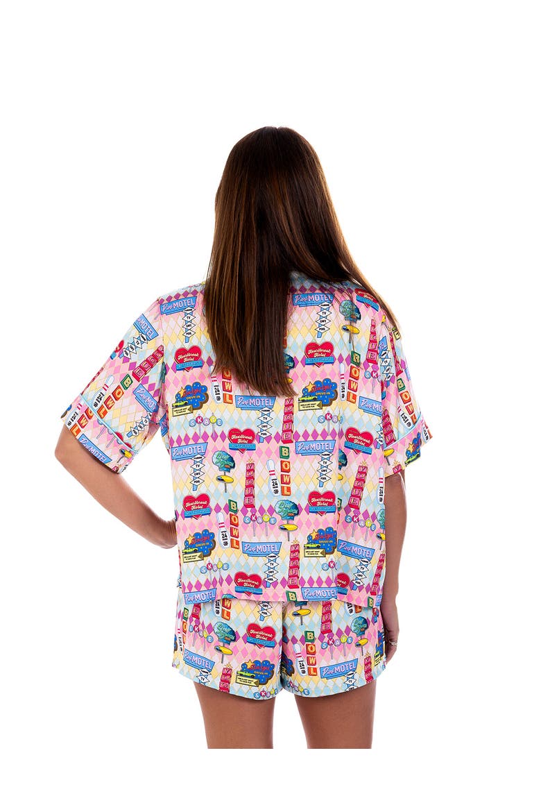 Women's Highway Holiday Silky Short Sleeve Short Set, Alternate, color, Highway Holiday