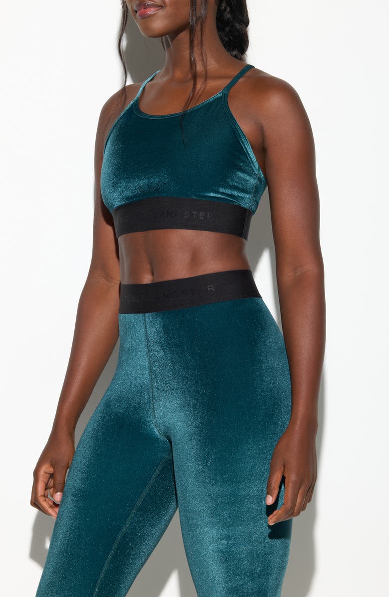 Spiritual Gangster Shiloh Velour Sports Bra, Alternate, color, Midnight Teal