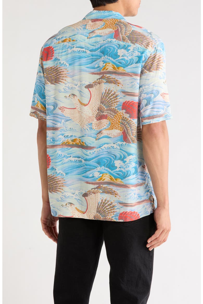 Relaxed Fit Corsican Short Sleeve Button-Up Shirt, Alternate, color, WILLOW BLUE