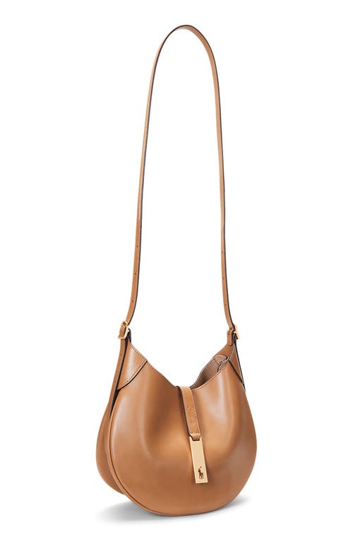 Polo Ralph Lauren Small Sport Calf Leather Shoulder Bag In Brown