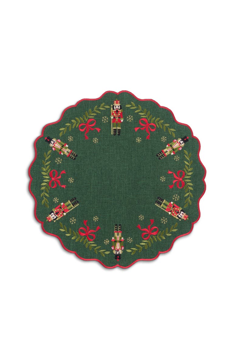 Nutcracker Noel Round Placemats, Set of 4, Green - 15"W x 15"L, Alternate, color, Green