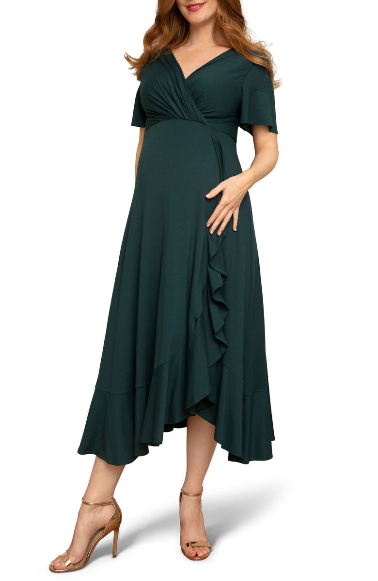 Tiffany Rose Waterfall Flutter Sleeve Midi Maternity Dress, Main, color,