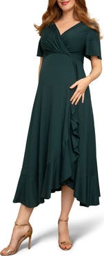 Tiffany Rose Waterfall Flutter Sleeve Midi Maternity Dress