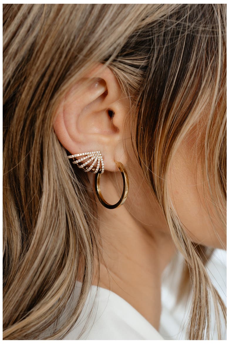 DRD Medium Hoop Earrings, Alternate, color, YELLOW GOLD