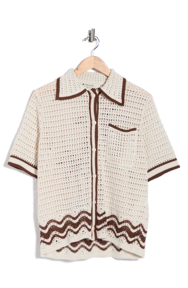 DRESS TO Collared Button Front Shirt, Main, color, Beige Grao