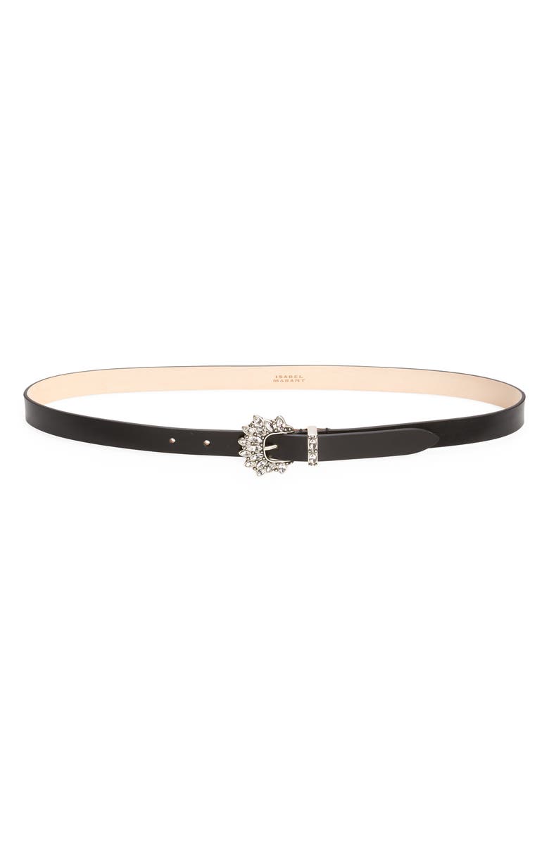 Isabel Marant Celenia Crystal Buckle Leather Belt, Main, color, 