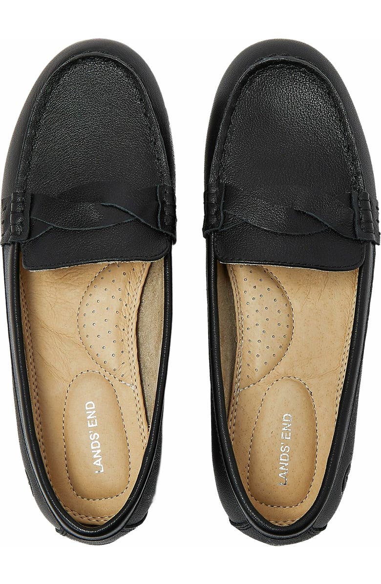 Lands' End Comfort Leather Slip On Loafer Shoes, Main, color, Black