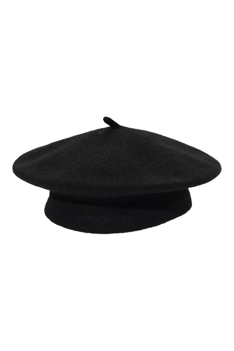 Wool Beret, Alternate, color, BLACK