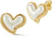 GLAZE JEWELRY Faux Pearl Heart Stud Earrings