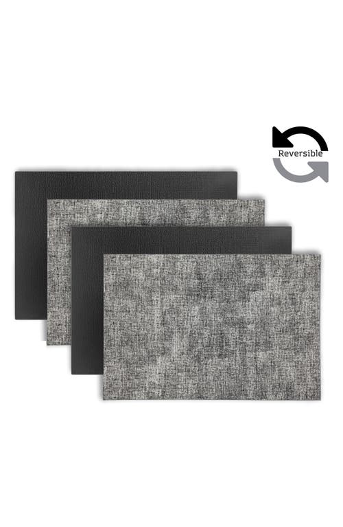 Dainty Home Faux Leather Reversible Set Of 4 Placemats In Reversible Black
