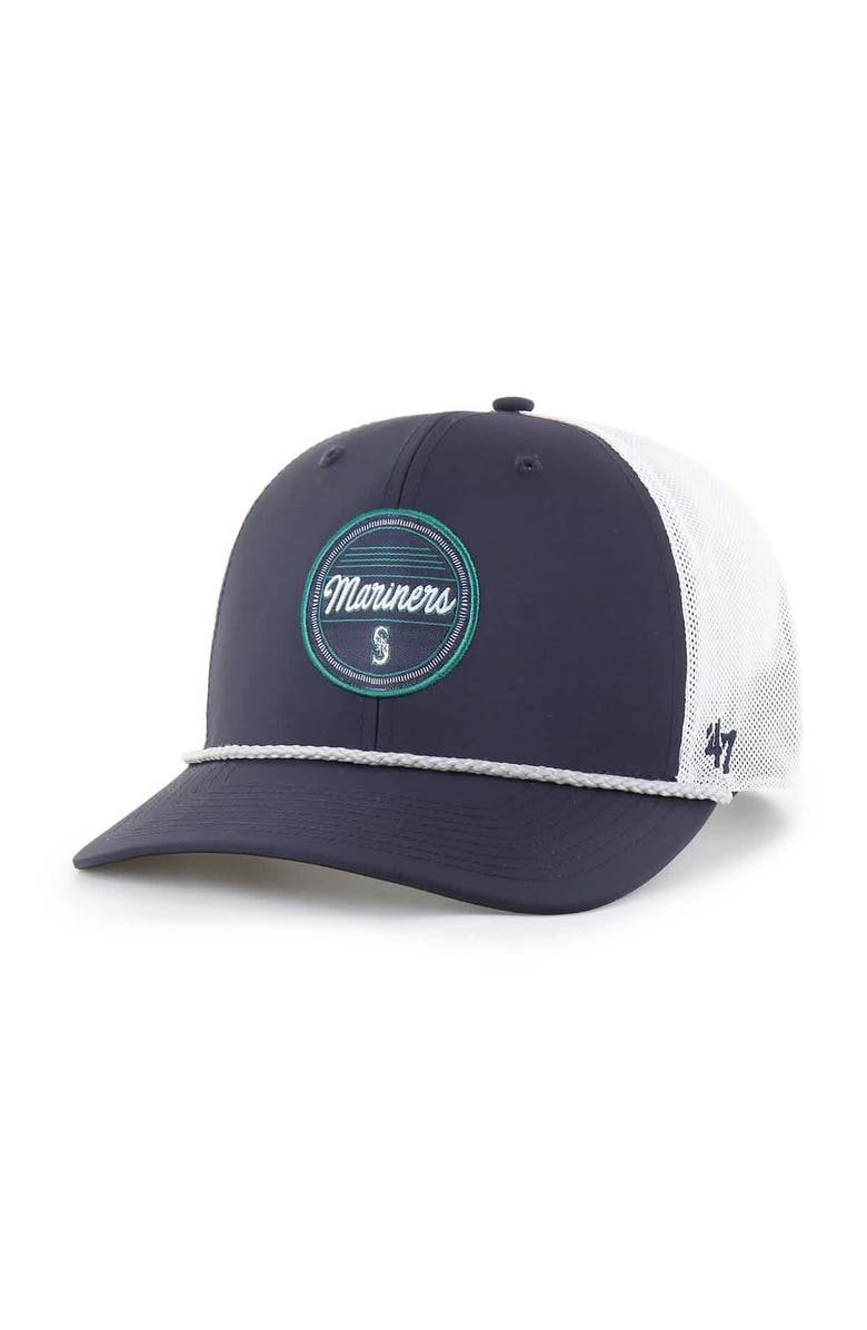 '47 Men's '47 Navy/White Seattle Mariners Fairway Trucker Adjustable Hat, Main, color, Navy