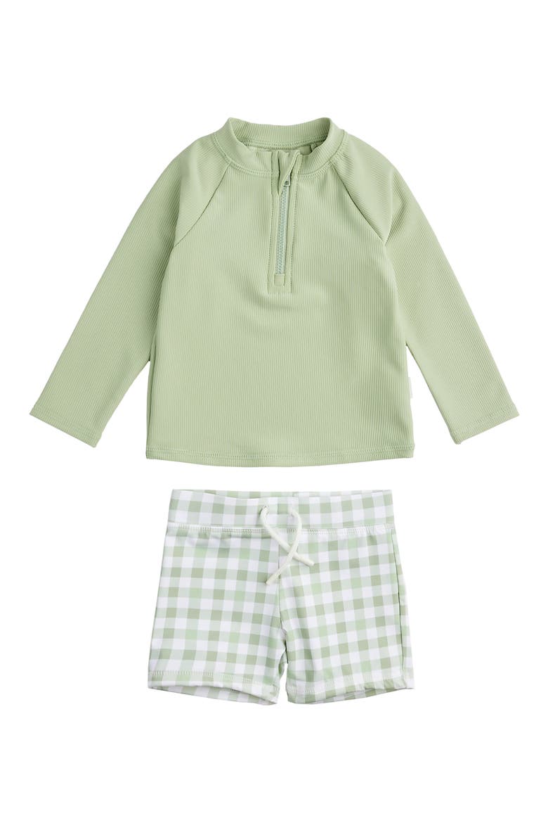 Long Sleeve Two-Piece Rashguard Swimsuit, Main, color, GREEN