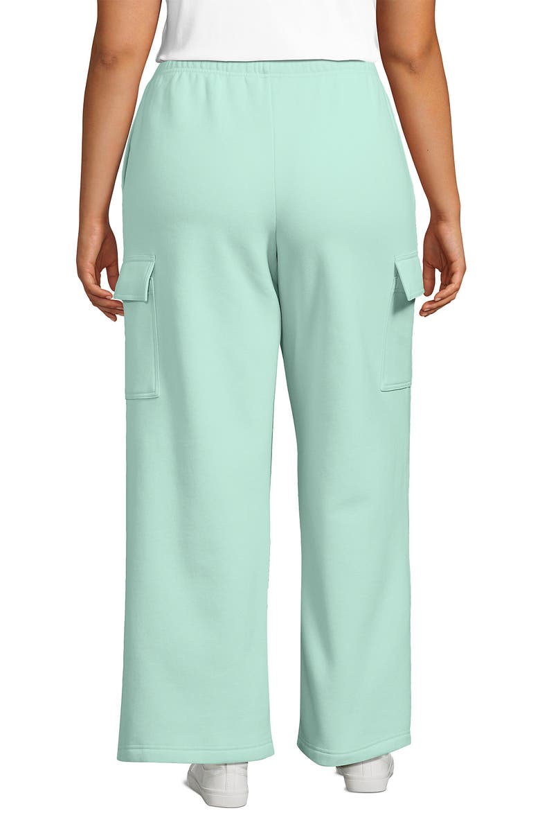 Lands' End Serious Sweats High Rise Wide Leg Cargo Pants, Alternate, color, Julep