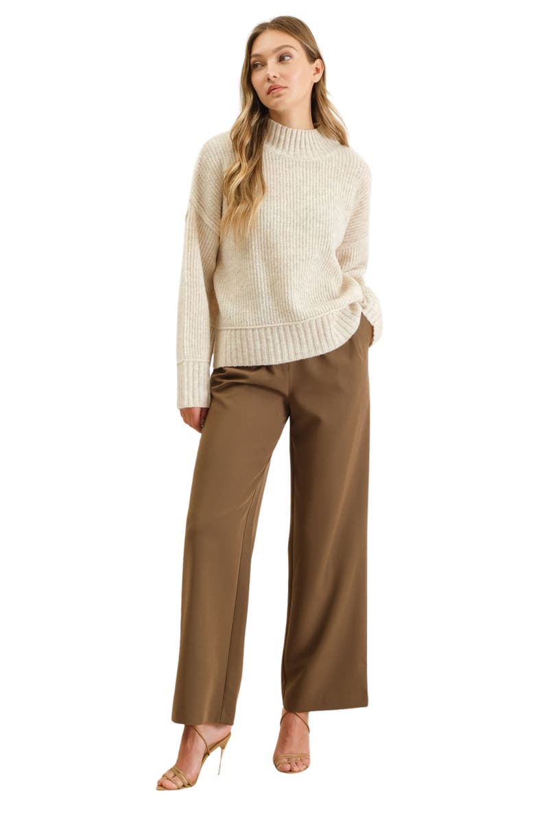 Blu Pepper Mock Neck Rib Sweater, Alternate, color, Oatmeal