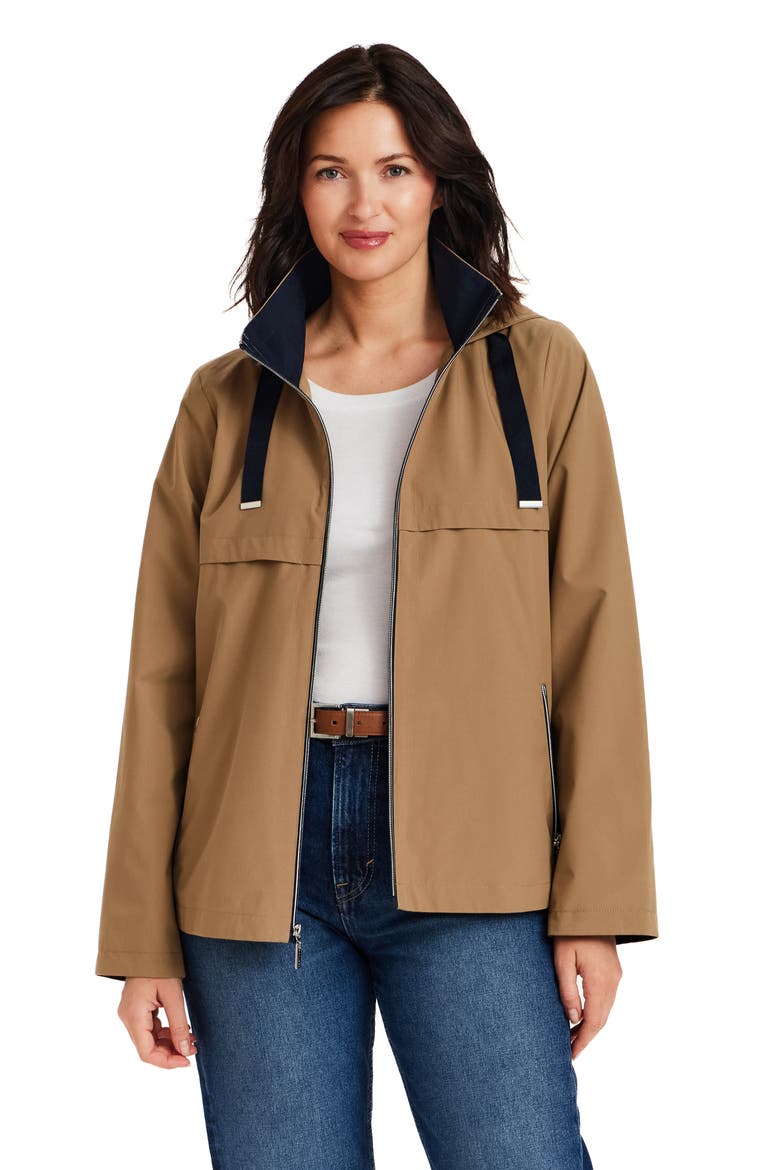 Packable Hooded Rain Jacket, Alternate, color, SEPIA