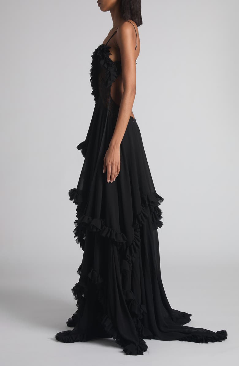 McQueen Tiered Ruffle Silk Georgette Gown, Alternate, color, 