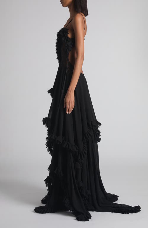 Alexander Mcqueen Mcqueen Tiered Ruffle Silk Georgette Gown In Black