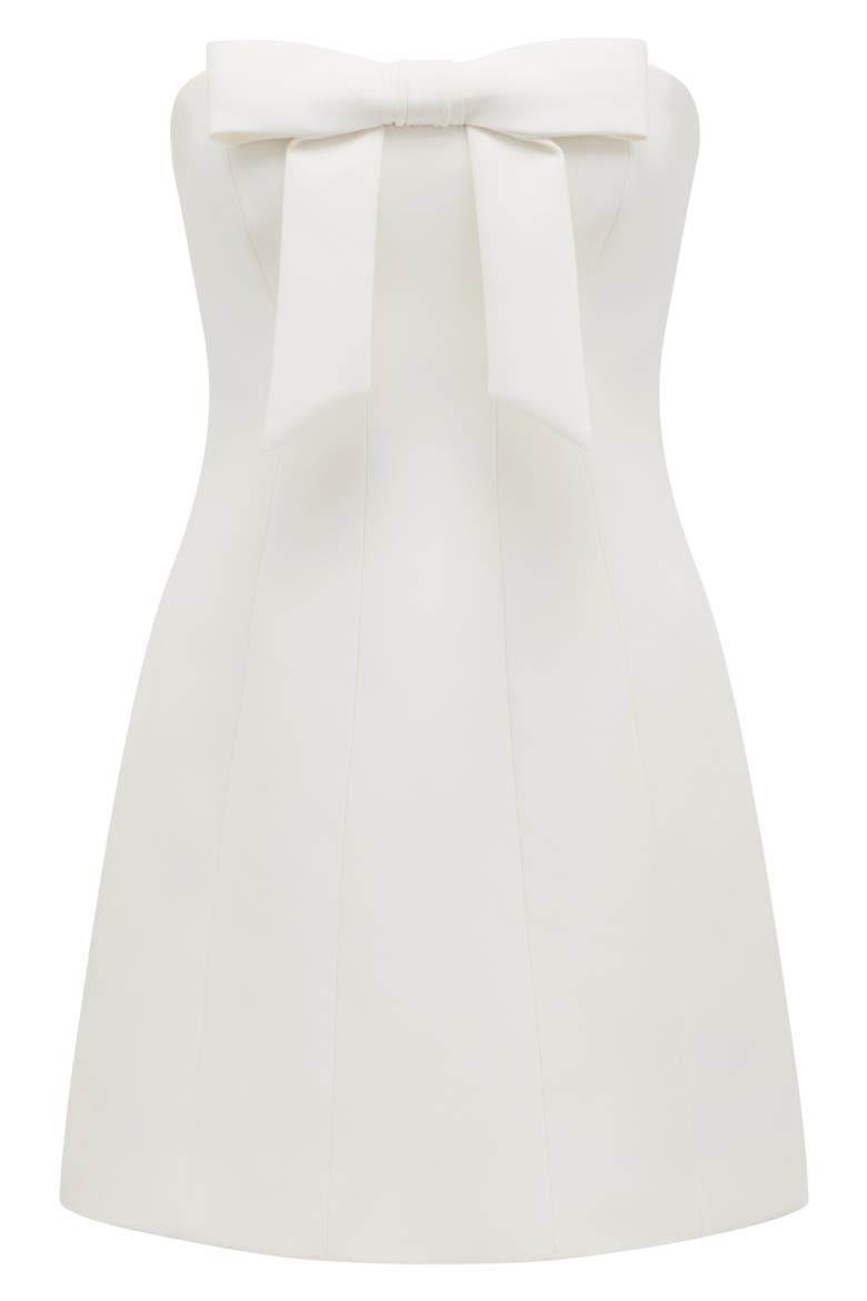 Harper Bow Detail Strapless Minidress, Alternate, color, PORCELAIN