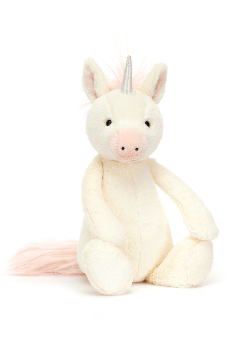 Jellycat Bashful Unicorn Stuffed Animal, Main, color, Cream