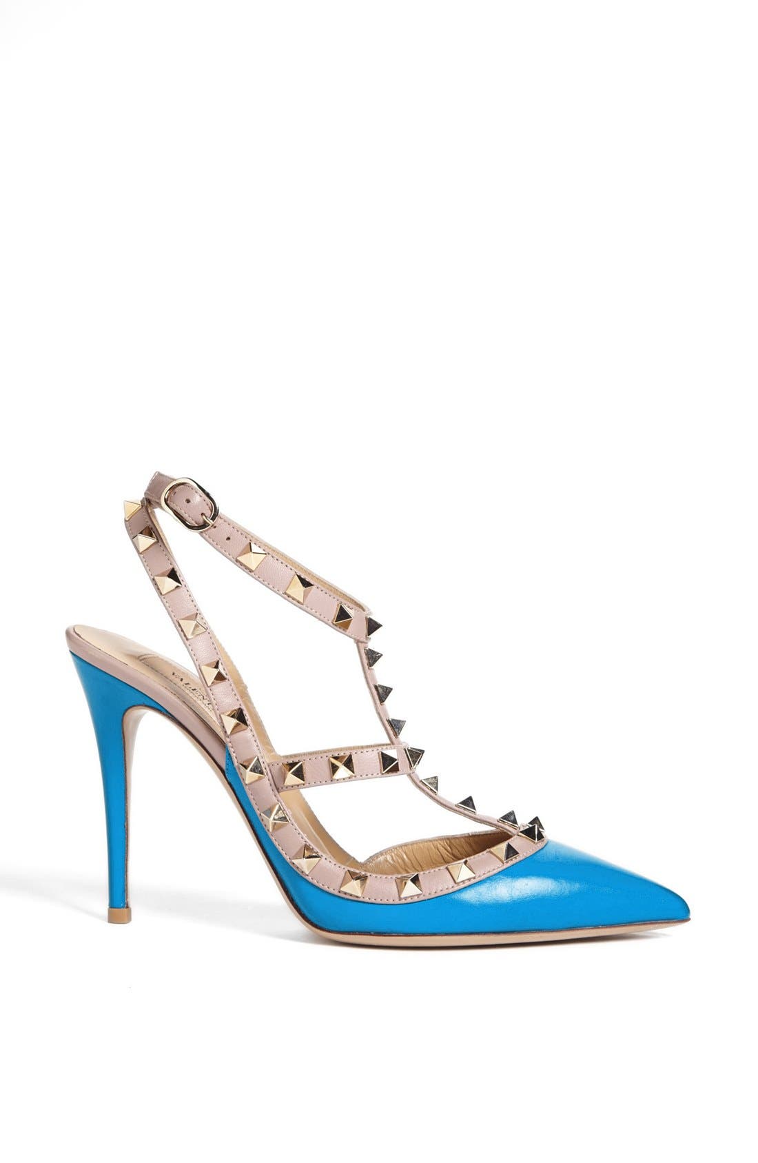 Valentino 'Rockstud' T-Strap Pump, Alternate, color, BLUE