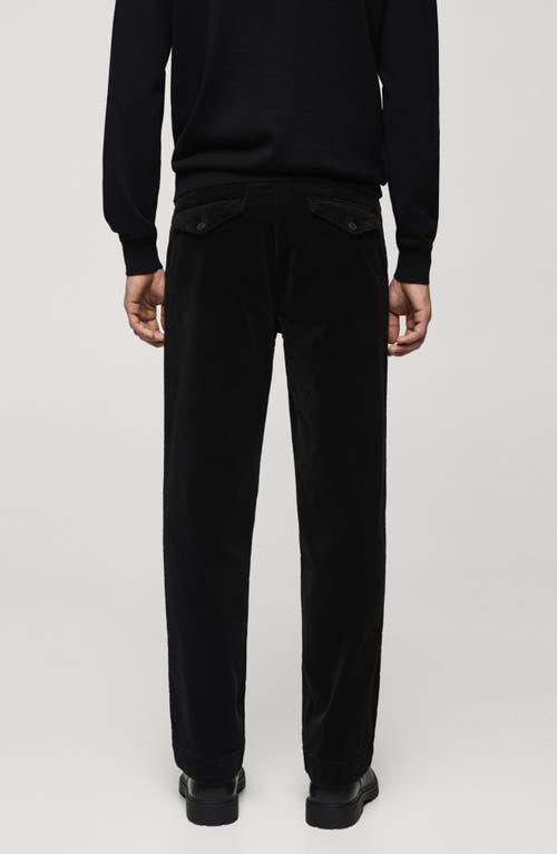 Mango Straight Leg Corduroy Pants In Black