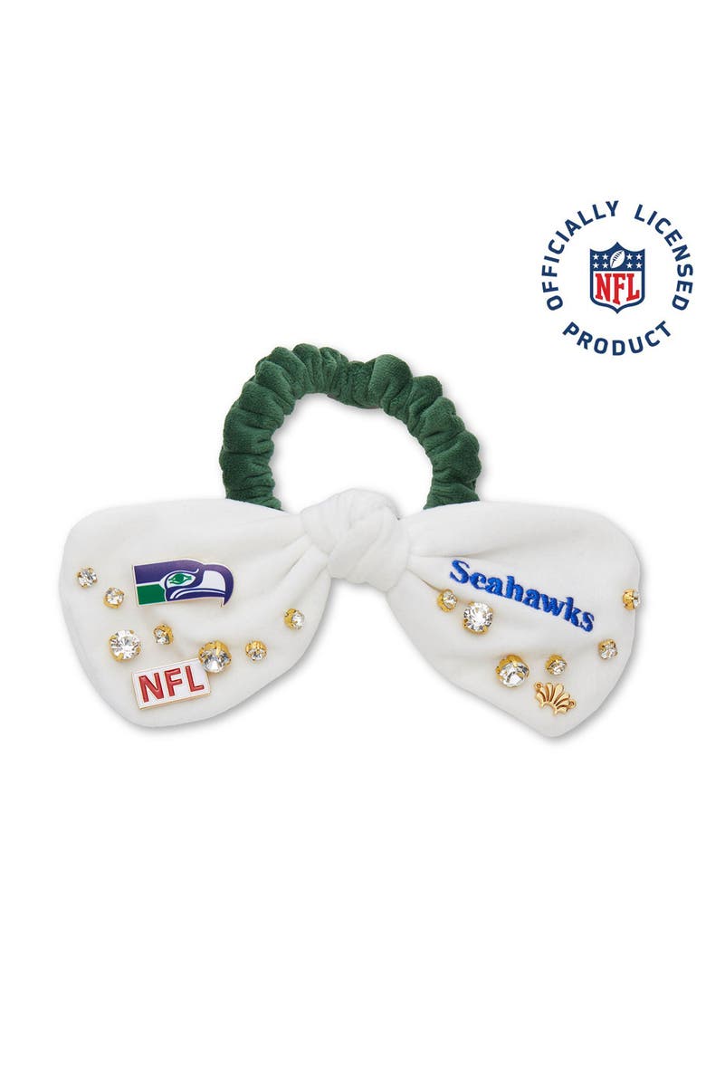 Lele Sadoughi Seattle Seahawks Bow Scrunchie, Main, color, Ivory Green Multi 999