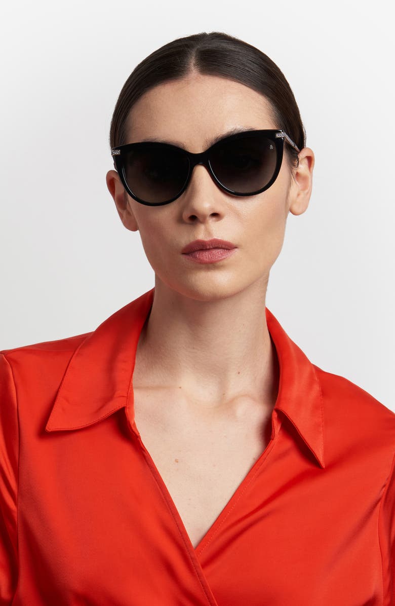 Stuart Weitzman 57mm Gradient Butterfly Sunglasses, Alternate, color, Black