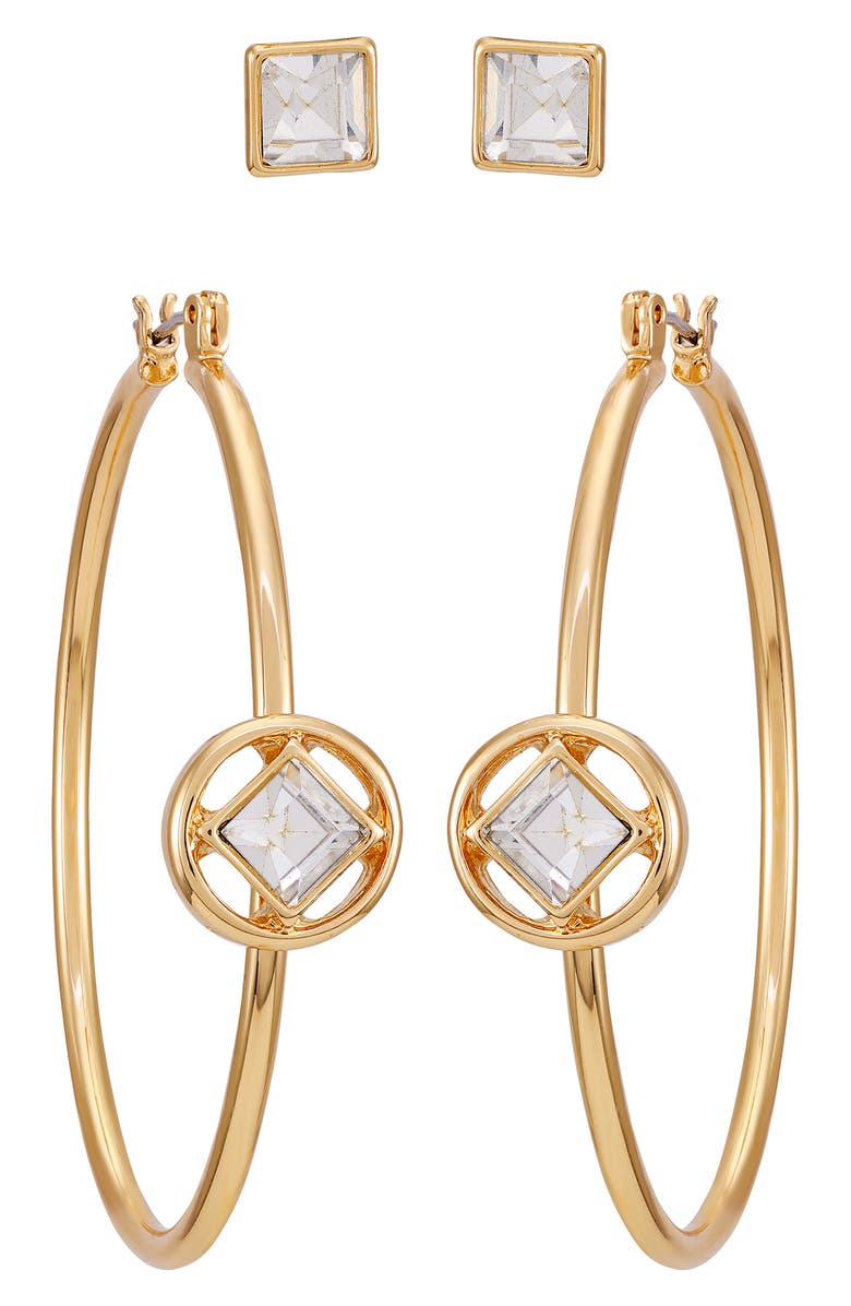 Vince Camuto Set of Two Stud & Hoop Earrings, Main, color, Gold