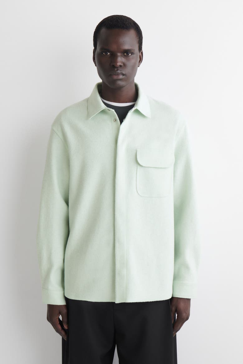 Boiled-Wool Overshirt, Main, color, LIGHT GREEN