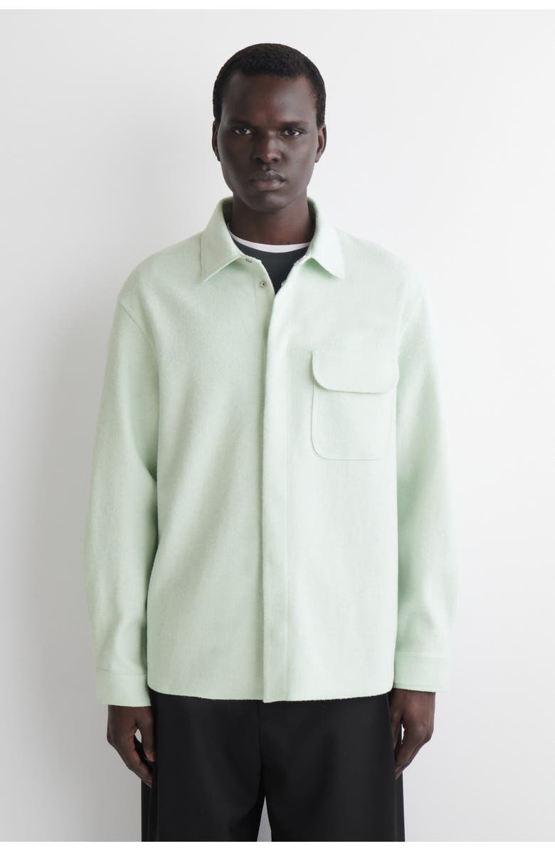 COS Boiled-Wool Overshirt, Main, color, Light Green