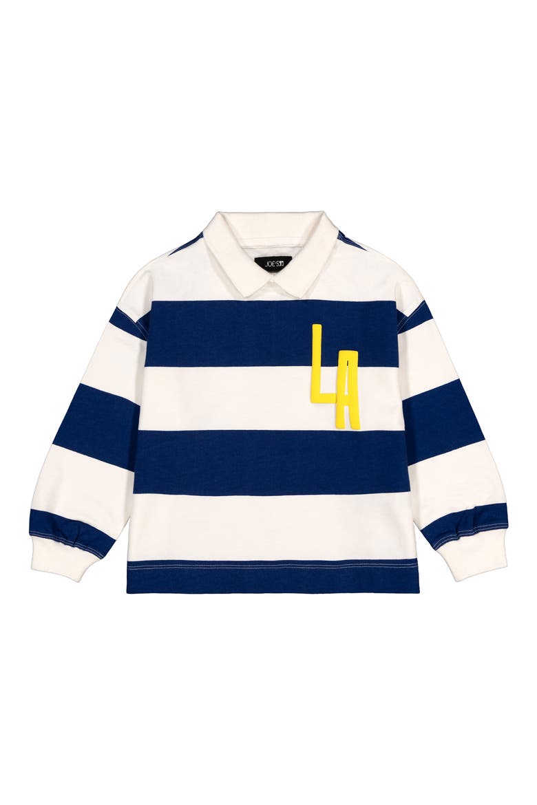 Kids' Stripe Long Sleeve Polo, Main, color, NAVY