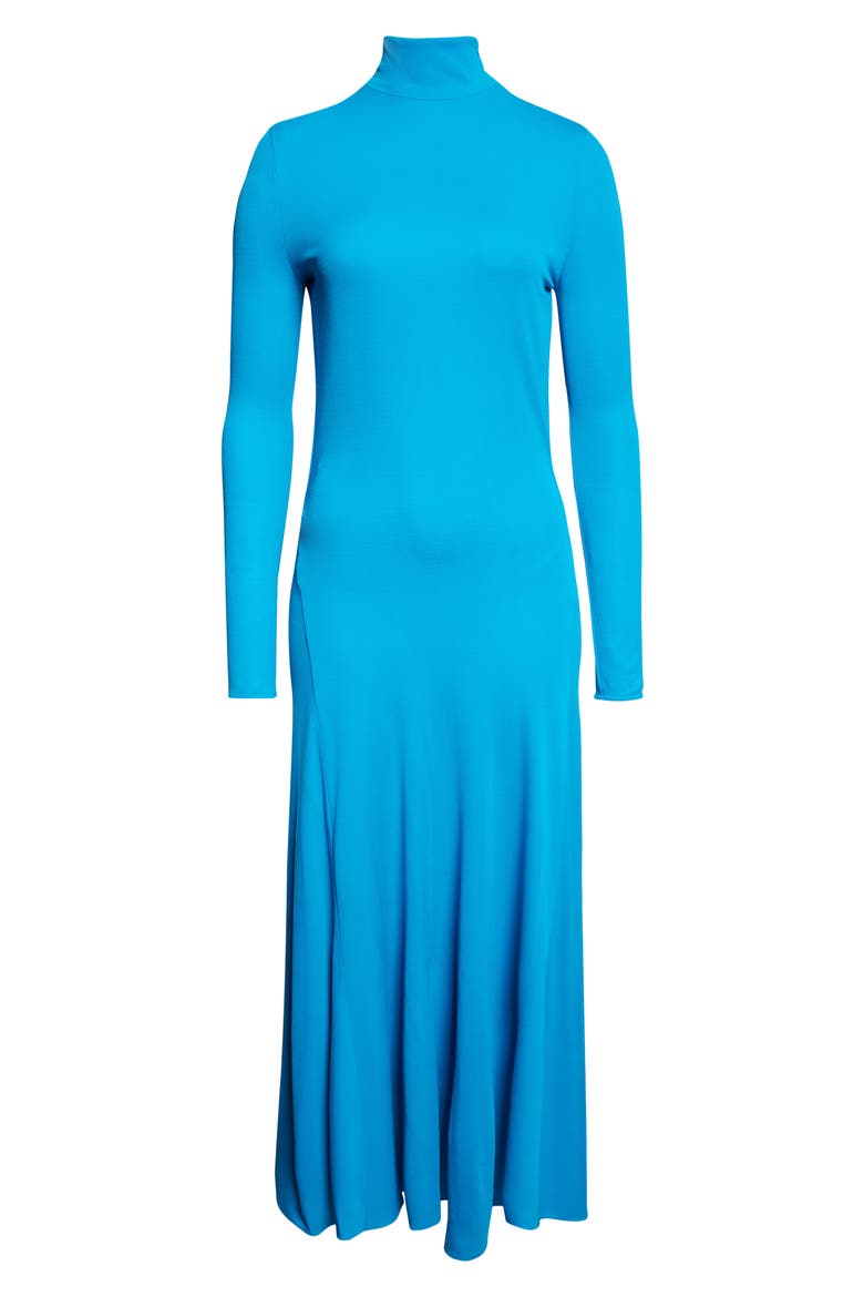 Heart Cutout Long Sleeve Jersey Dress, Alternate, color, TURQUOISE