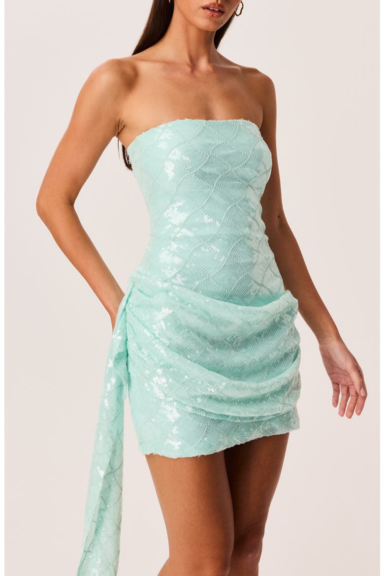 Zephyra Sequined Minidress, Alternate, color, AQUA