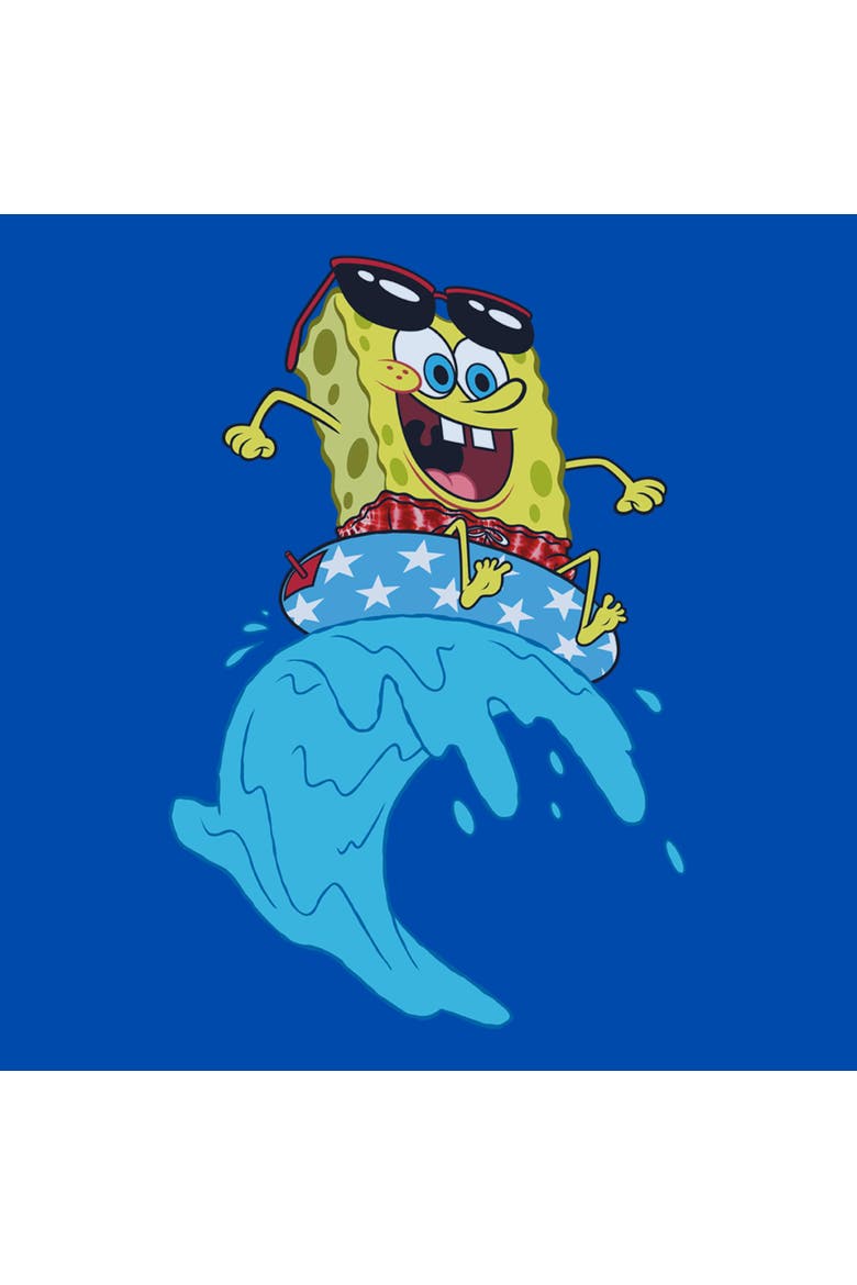 Boy's SpongeBob SquarePants Cool Surfing Waves  Graphic T-Shirt, Alternate, color, Royal Blue