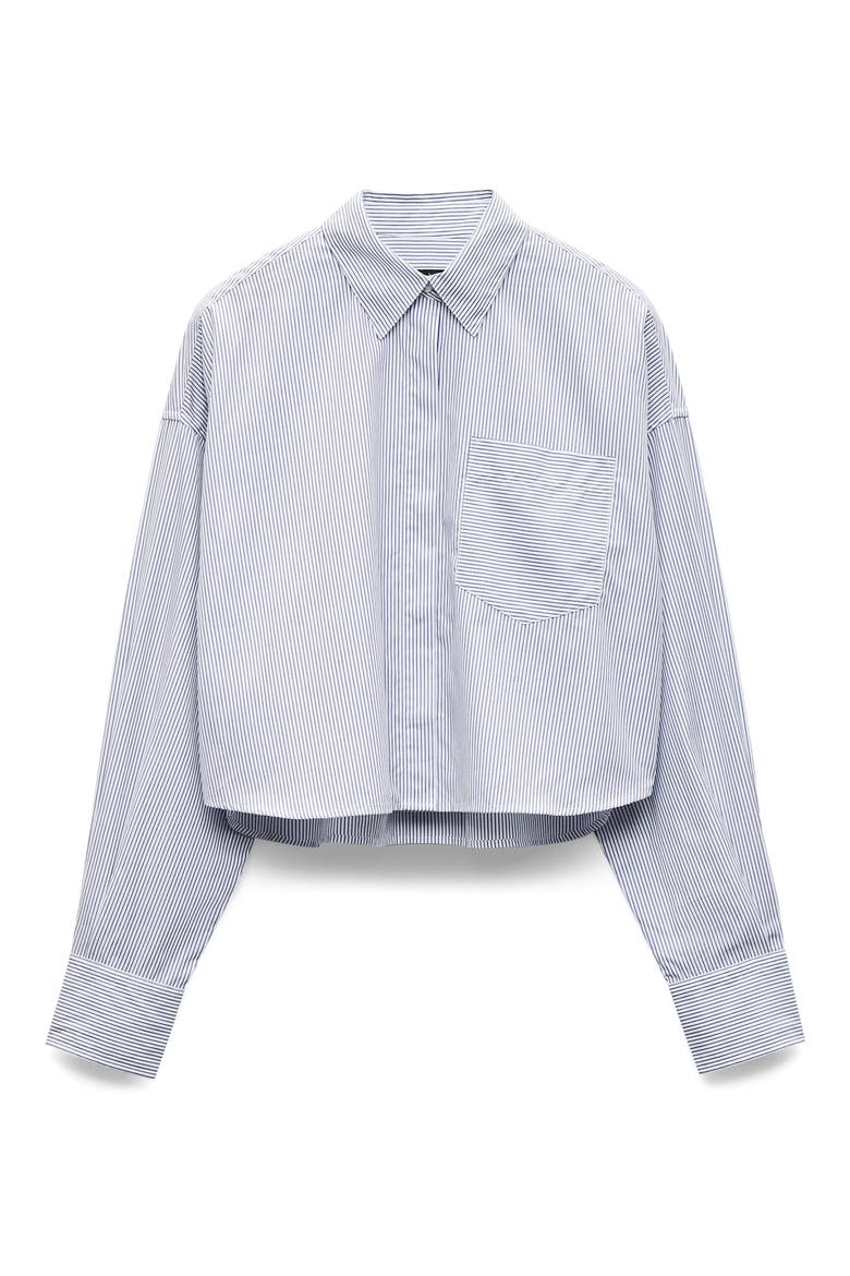 Marin Stripe Crop Cotton Button-Up Shirt, Alternate, color, WHITE STRIPE